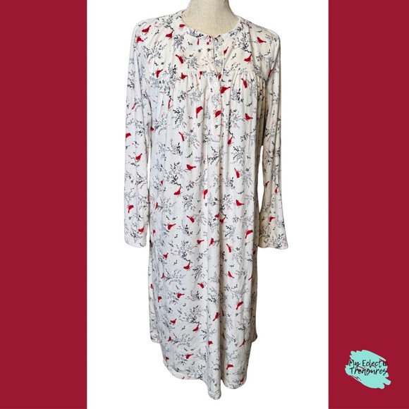ARIA Collection Cardinal White and Red Nightgown Medium (Oversized - See Desc) - Picture 1 of 13